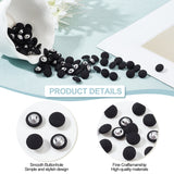 100Pcs 1-Hole Aluminum Buttons, with Polyester Covered, Clothes Coat Down Jacket Buckle, Platinum, Black, 10x6mm, Hole: 0.8mm