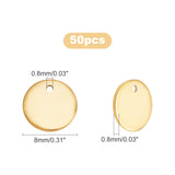 Vacuum Plating 304 Stainless Steel Charms, Stamping Blank Tag Pendant, Flat Round, Golden, 12x1mm, Hole: 1mm, 50pcs/box