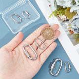 6Pcs 3 Styles 304 Stainless Steel Screw Carabiner Lock Charms, for Necklaces Making, Oval, Stainless Steel Color, 21~37x11~20x4~7mm, 2pcs/style