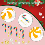 DIY Christmas Vase Fillers for Centerpiece Floating Pearls Candles, Including Candy Cane & Lollip Polymer Clay & Plastic Round Beads, Snowflake PVC Nail Art Sequins, Yellow, 10mm