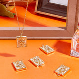 5Pcs Natural Shell Pendants, with Brass Findings, Rectangle with Eye & Moon & Star Charm, Golden, 24.5x16.5x4.5mm, Jump Ring: 5.5x1mm, Hole: 3.5mm