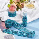 Hotfix Rhinestone, with Shell Beads and Glass Trimming, Crystal Glass Sewing Trim Rhinestone Tape, Costume Accessories, Deep Sky Blue, 35x4mm
