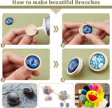 15Pcs 3 Size Stainless Steel Brooch Cabochon Bezel Settings, with Wood Tray, Flat Round, BurlyWood, Tray: 20~30mm, 25~35x5mm, 5pcs/size
