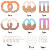 DIY Dangle Earring Making, with Resin & Wood Pendants, Brass Earring Hooks, Iron Jump Rings, Mixed Color, Pendants: 12pcs/set