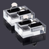 Transparent Acrylic Jewelry Display Stand Ring Showcase Display Holder, Square, Black, 4.4x5.4x2cm