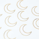 Brass Linking Rings, Moon, Real 18K Gold Plated, 49x40x1mm, 10pcs/box