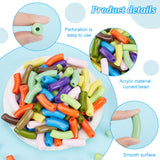 Opaque Acrylic Beads, Curved Tube, Mixed Color, 34.5x13x11mm, Hole: 3.5mm, about 155pcs/box