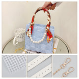 DIY Ribbon Knitting Women's Handbag Kits, including Plastic Mesh Canvas Sheets, Shoulder Strap, Bag Handle, Magnetic Clasp, Wax Cord, Needle, Screw, Ribbon, Cornflower Blue, 1.75~24.6x1.2~40x0.05~1.8cm
