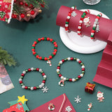 DIY Christmas Bracelet Making Kit, Including Imitation Pearl & Cube Glass & Polymer Clay Rhinestone Round Beads, Snowflake & Tree & Santa Claus Alloy Enamel Pendants, Mixed Color, 218Pcs/box