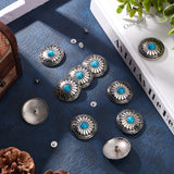 10Pcs 1-Hole Alloy & Turquoise Buttons, Flat Round with Sunflowers Pattern, for DIY Luggage and Hardware Accessaries, Platinum, 30x10.3~10.8mm, Hole: 2.5mm, 10pcs/box