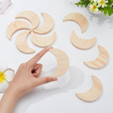 Unfinished Wooden Crescent Moon Shape, Blank Wooden Slices for Painting Arts, Pyrography, Home Decor, BurlyWood, 8x5.5x1cm