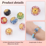 60Pcs 6 Color Handmade Polymer Clay Rhinestone Beads, Pave Disco Ball Beads, Round, Mixed Color, 10.5mm, Hole: 2mm, 10Pcs/color