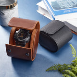 PU Imitation Leather Single Watch Case Box, Watch Display Case, Sandy Brown, 10.2x8.5x7.3cm