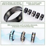 12Pcs 6 Style Stainless Steel Grooved Finger Ring Settings, Ring Core Blank, for Inlay Ring Jewelry Making, Gunmetal, Inner Diameter: 17~22mm, 2pcs/style