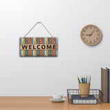 Natural Wood Hanging Wall Decorations, with Jute Twine, Rectangle, Colorful, Word, 15x30x0.5cm