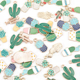Alloy Enamel Pendants, Cactus, Mixed Color, 48pcs/box