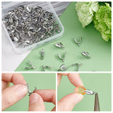 100Pcs 304 Stainless Steel Pinch Bails, Ice Pick Pinch Bails for Pendant Making, Stainless Steel Color, 13.6x4.9mm, Hole: 2.3mm