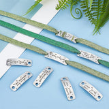 4 Pairs 4 Style Stainless Steel Connector Charms, for Shoes Buckles, Curved Rectangle with Word, Stainless Steel Color, 12x39.5x4mm, Hole: 4mm, 1 pair/style