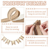 10M Flat Jute Ribbon with Dot Line Edge, Hessian Ribbon, for DIY Home Decoration and Gift Wrapping, Tan, 2 inch(50mm), about 10.94 Yards(10m)/Roll