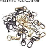 Alloy Swivel Clasps, Swivel Snap Hook, Mixed Color, 32x13x6mm, hole: 4.5x8mm, 24pcs/box