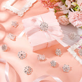 Rhinestone Flower Safety Pin Brooch, Silver Plated Alloy Badges for Backpack Clothes, Crystal, 19.5~28.5x20~28.5x4~8mm, pin: 0.8mm, 12 styles, 1pc/style, 12pcs/set, 1 set/box