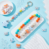16Pcs 4 Style Food Grade Eco-Friendly Silicone Beads, Chewing Beads For Teethers, DIY Nursing Necklaces Making, Fox, Mixed Color, 20x23.5x9mm and 21x24x9mm, 4pcs/style