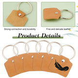 DIY Blank Keychain Making Kit, Including Rectangle Leather Clothing Blank Labels with Rivets, Iron Split Key Ring, Blanched Almond, 5x3.75x0.24cm, Hole: 3.5mm