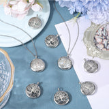 10Pcs Hollow Brass Cage Pendants, Flat Round with Tree of Life, Platinum, 31x26x7.5mm, Hole: 4mm, Inner Measure: 22.5mm