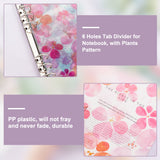 3 Sets 3 Styles A4/A5/A6 PP Plastic Binder Index Divider Sheets, 6 Holes Tab Divider for Notebook, Rectangle with Plants Pattern, Mixed Color, 173~292x106~224x0.3mm, Hole: 5~8mm, 6pcs/set, 1 set/style