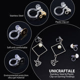 32Pcs 4 Style 304 Stainless Steel & Plastic Clip-on Earring Findings, Golden & Stainless Steel Color, 9~11x11~12x3~6mm, Hole: 1~1.8mm, 8Pcs/style