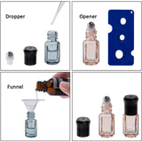 DIY Kit, with Glass Essential Oil Empty Bottle, Plastic Bottle Openers, Plastic Dropper and Funnel Hopper, Mixed Color