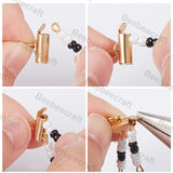 36Pcs 6 Style 304 Stainless Steel Slide On End Clasp Tubes, Slider End Caps, Real 18K Gold Plated, 13~40x6x4mm, Hole: 3x1mm, Inner Diameter: 3~3.5mm, 6Pcs/style