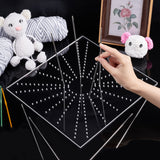 Acrylic Crochet Blocking Board, Knitting Loom, with Stainless Steel Pin, for Making Cushions, Scarves, Hats, Headbands, Shawl, Clear, Board: 30x30x0.45cm, Hole: 3mm