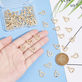 60Pcs 304 Stainless Steel Open Heart Pendants, Hollow, Golden, 10.5x14x1mm, Hole: 1.6mm