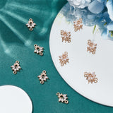 10Pcs Brass Crystal Rhinestone Connector Charms, Flower Links, Light Gold, 15~15.5x11x2.7mm, Hole: 1.4~1.5mm