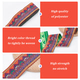 Ethnic Style Embroidery Polyester Ribbon, Clothing Accessories, Flat, Heart Pattern, 2 inch(50mm), about 7.66 Yards(7m)/Bundle