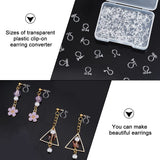80Pcs 8 Style Resin Clip-on Earring Findings, Clear, 10.5~12x8~11x2~3mm, 10Pcs/style