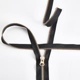 Nylon Garment Accessories, Zip-fastener Component Sets, Nylon and Brass Zipper & Alloy Zipper Puller, Black, Light Gold, 710~735x38x3mm