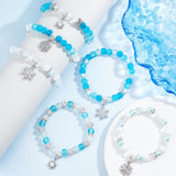 DIY Snowflake Bracelet Making Kit, Including Glass Round Beads, Rhinestone Rondelle Spacer Beads, Alloy Pendants & European Tube Bails, Platinum, 209Pcs/box