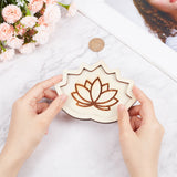 Wooden Crystal Ornament Display Tray, Lotus, for HomeDecoration, Navajo White, 96x126x9mm, Inner Diameter: 108x76mm