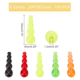 100Pcs 5 Colors Plastic Fishing Floating Gourd Stopper, Round Beads Fishing Lures, Fishing Tackle Tools, Mixed Color, 19x6mm, Hole: 1.2mm, 20pcs/colors