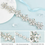 1Pc Shiny Flower Crystal Rhinestone Trim, Flexible Sewing Crafts Bridal Costume Embellishment, for DIY Shoes, Belt, Bag, Hat, Hairband, Platinum, 212x35.5x6mm