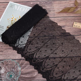 Flower Pattern Polyester Mesh Tulle Fabric, Garment Accessories, Black, 23.1~24x0.005cm