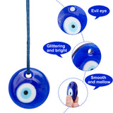 Handmade Evil Eye Lampwork Pendants, with Nylon Cord, Dark Blue, 40x7.5mm, Hole: 4.5mm, 12pcs