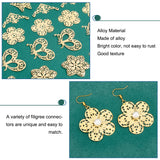 5 Style Iron Filigree Joiners Links, Hollow, Butterfly/Flower/Triangle, Golden, 26~43x37~48x0.5~3mm, 96pcs/box