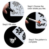 PET Plastic Hollow Out Drawing Painting Stencils Templates, Square, Rose Pattern, 300x300mm