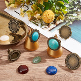 DIY Gemstone Finger Ring Making Kit, Including Natural & Synthetic Mixed Stone Cabochons, Flower & Oval & Flat Round Adjustable Alloy Ring Settings, Antique Bronze, 12Pcs/bag