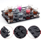 24-Hole Acrylic Mini Shot Glasses Organizer Holder, Spirits Octagonal Cups Wine Glass Storage Rack, for Bar Tasting Serving Supplies, Rectangle, Black, 29.5x20x5.4cm