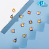 Alloy Charms, with Enamel, Sakura, Light Gold, Mixed Color, 11.5x15x2mm, Hole: 1.4mm, 60pcs/box