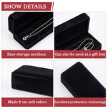 Velvet Necklace Boxes, Jewelry Boxes, Rectangle, Black, 21.8x5x3cm, 4pcs/bag